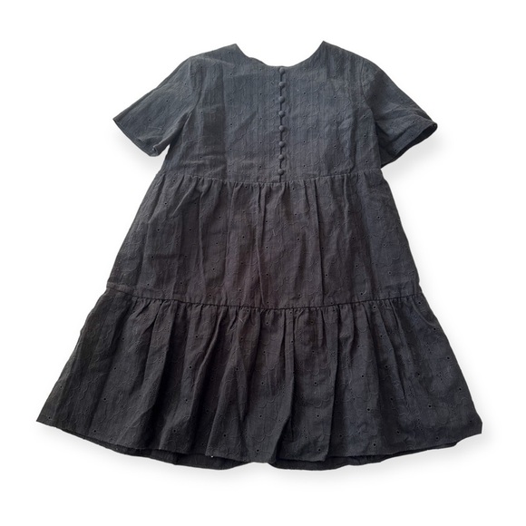 NWT Madewell Eyelet Button-Front Tiered Mini Dress XSP, Black - Picture 3 of 13